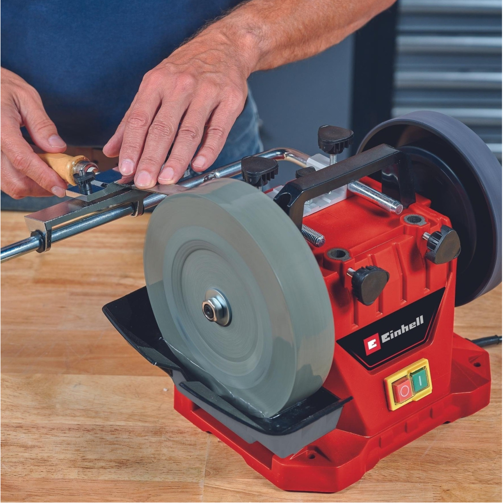 Точильний верстат Einhell TC-WG 200, вологого заточування, 125Вт диск 200х32мм, шкіряний диск 180х30мм (4418008) - зображення 4