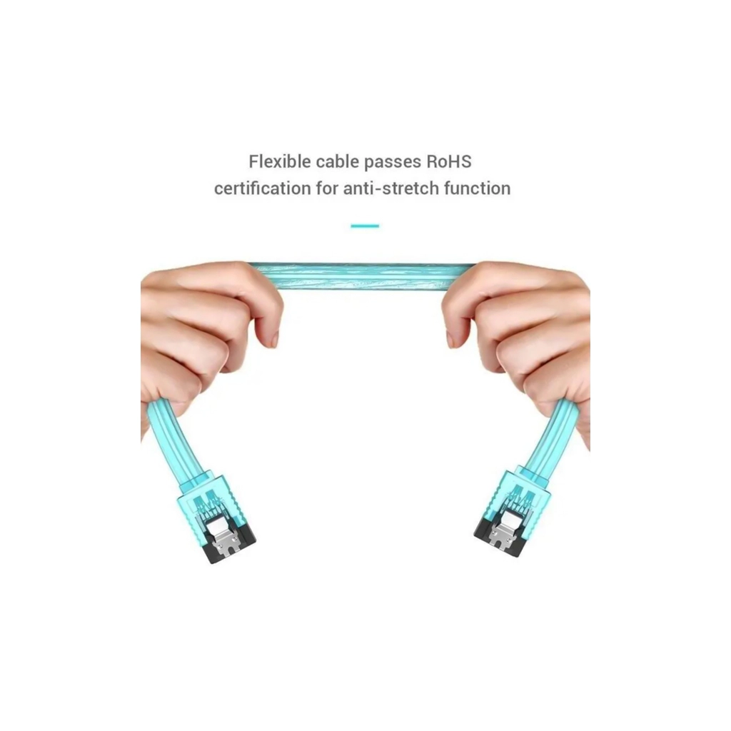 Кабель для передачі даних SATA 3.0 7pin F/F 0.5m L Blue VENTION (KDDSD) - зображення 3