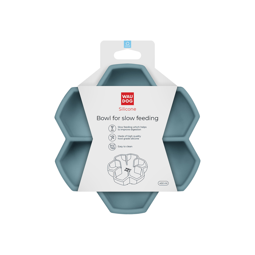 Універсальний посуд для тварин WAUDOG Silicone миска для повільного харчування 450 мл сіра (235311) - изображение 4