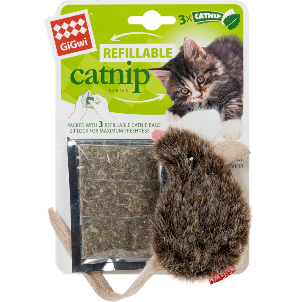 Іграшка для котів GiGwi Catnip Мишка з котячою м'ятою 10 см (штучне хутро) (75300) - зображення 2