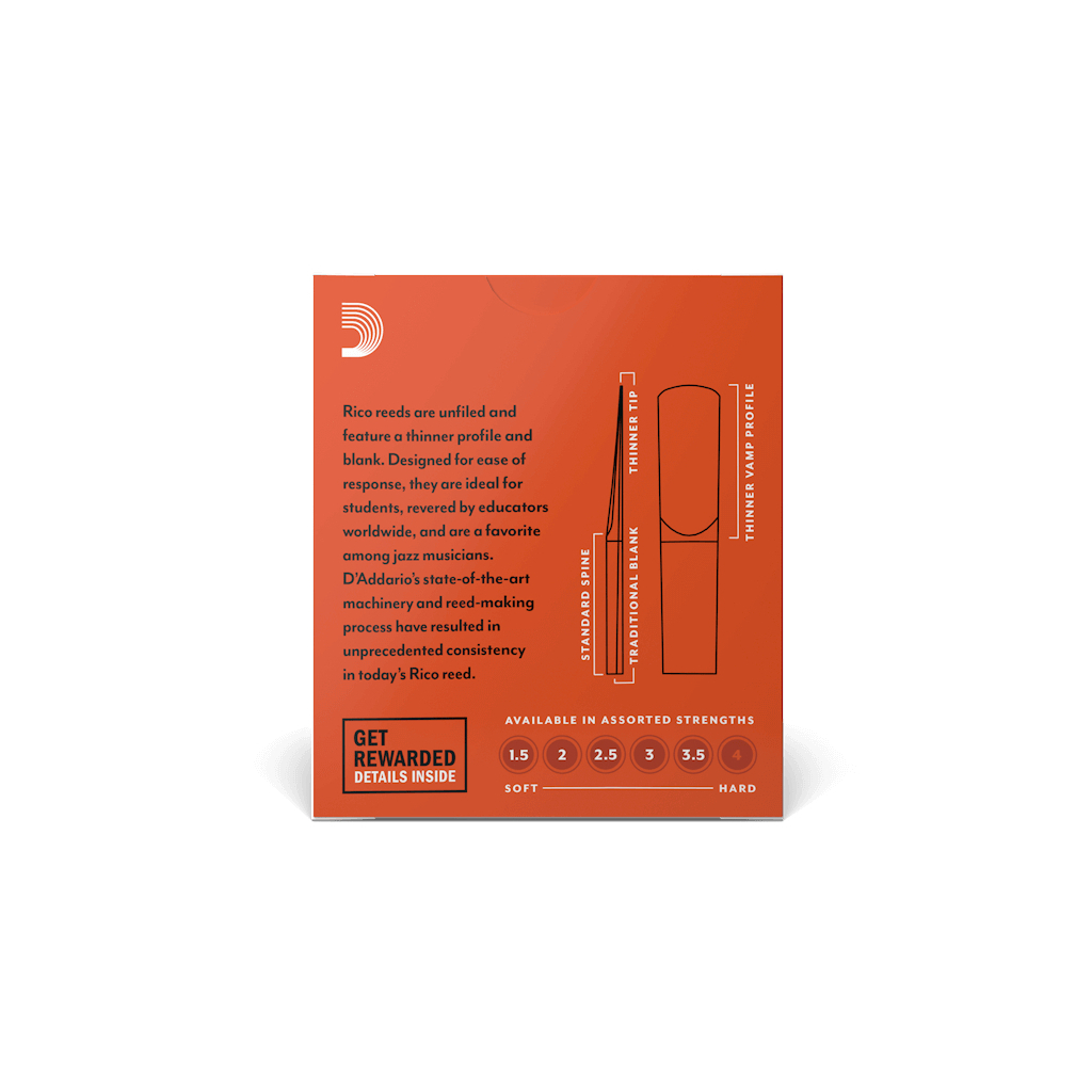 Тростина для кларнета D'Addario Rico - Eb Clarinet #3.5 - 10 Pack (RBA1035) - зображення 3