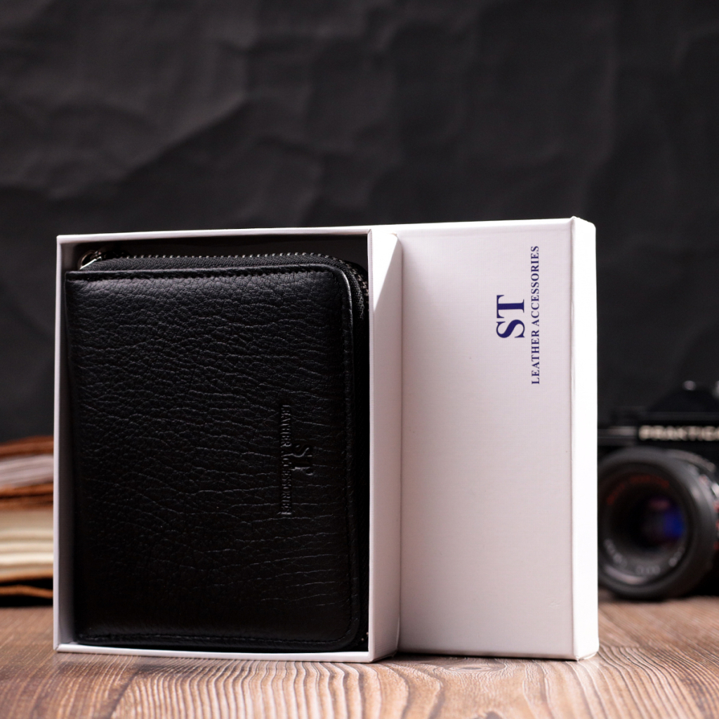 Гаманець ST Leather З натуральної шкіри Чорний (22449) - зображення 10