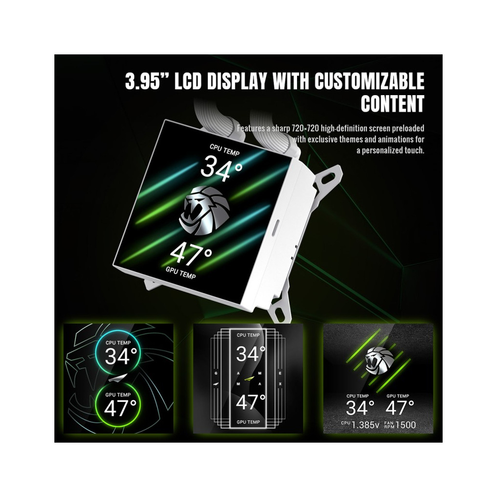 Система рідинного охолодження Gamemax GLACIER 360 LCD WH - зображення 10