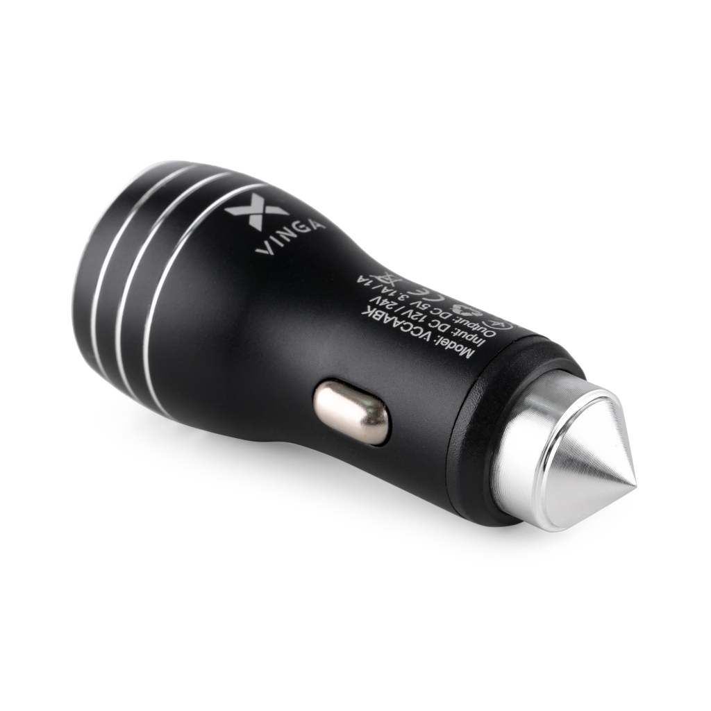 Зарядний пристрій Vinga Dual USB Car Charger aluminium 15.5W Max (VCCAABK) - зображення 2