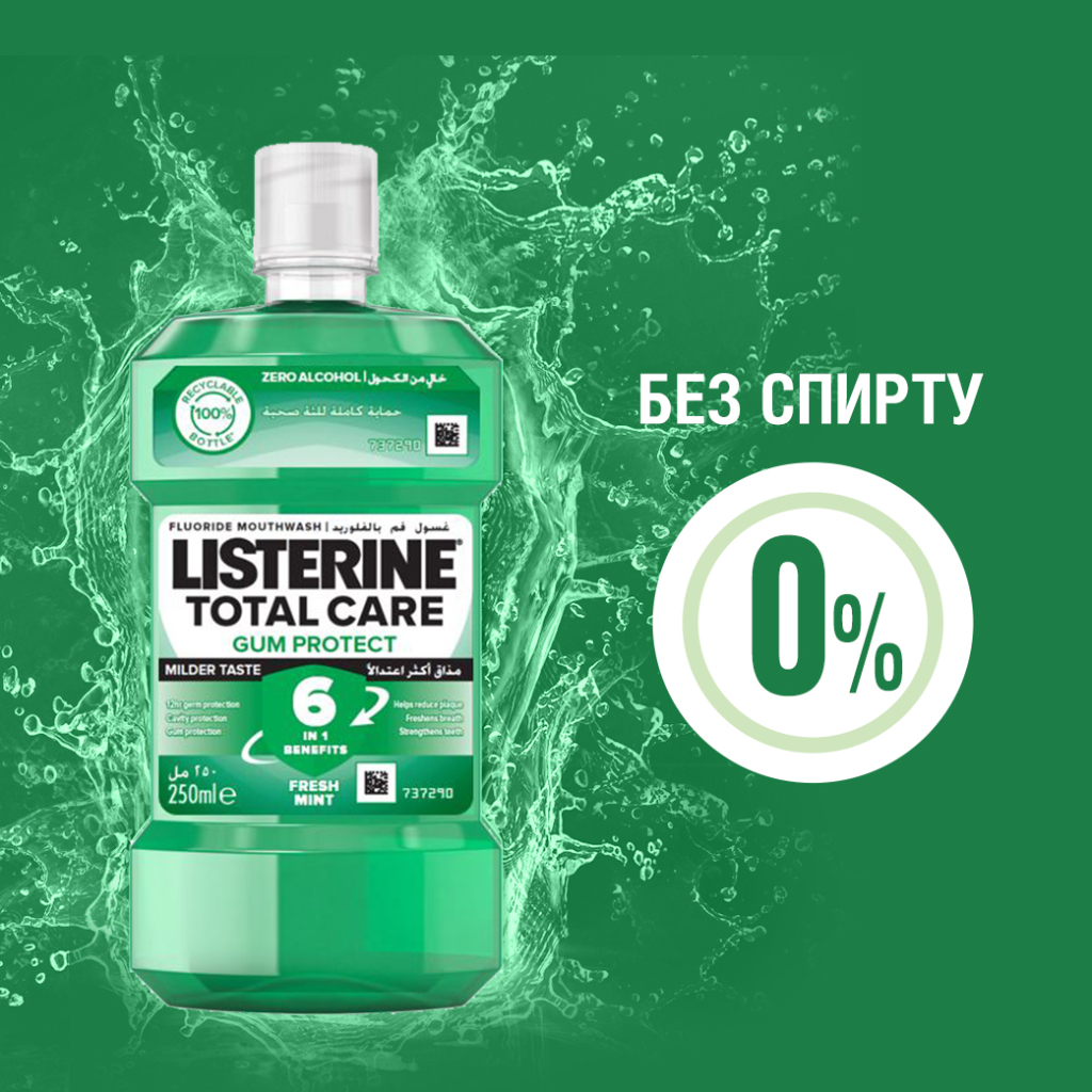 Ополіскувач для порожнини рота Listerine Total Care Захист ясен 250 мл (3574661397719/3574661397641) - изображение 4