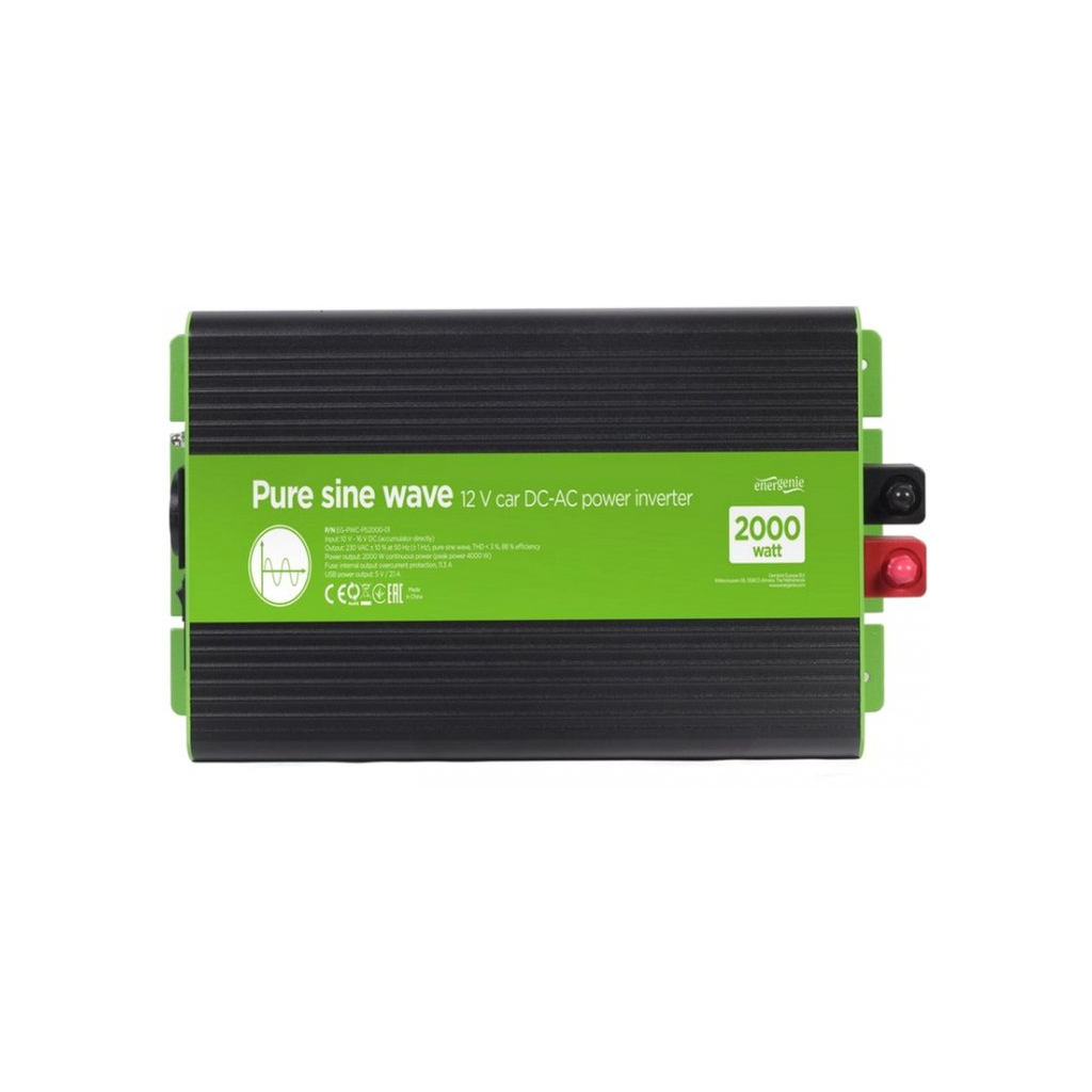 Автомобільний інвертор EnerGenie 12V/230V 2000W (4000W peak power) чиста синусоїда (EG-PWC-PS2000-01) - зображення 3