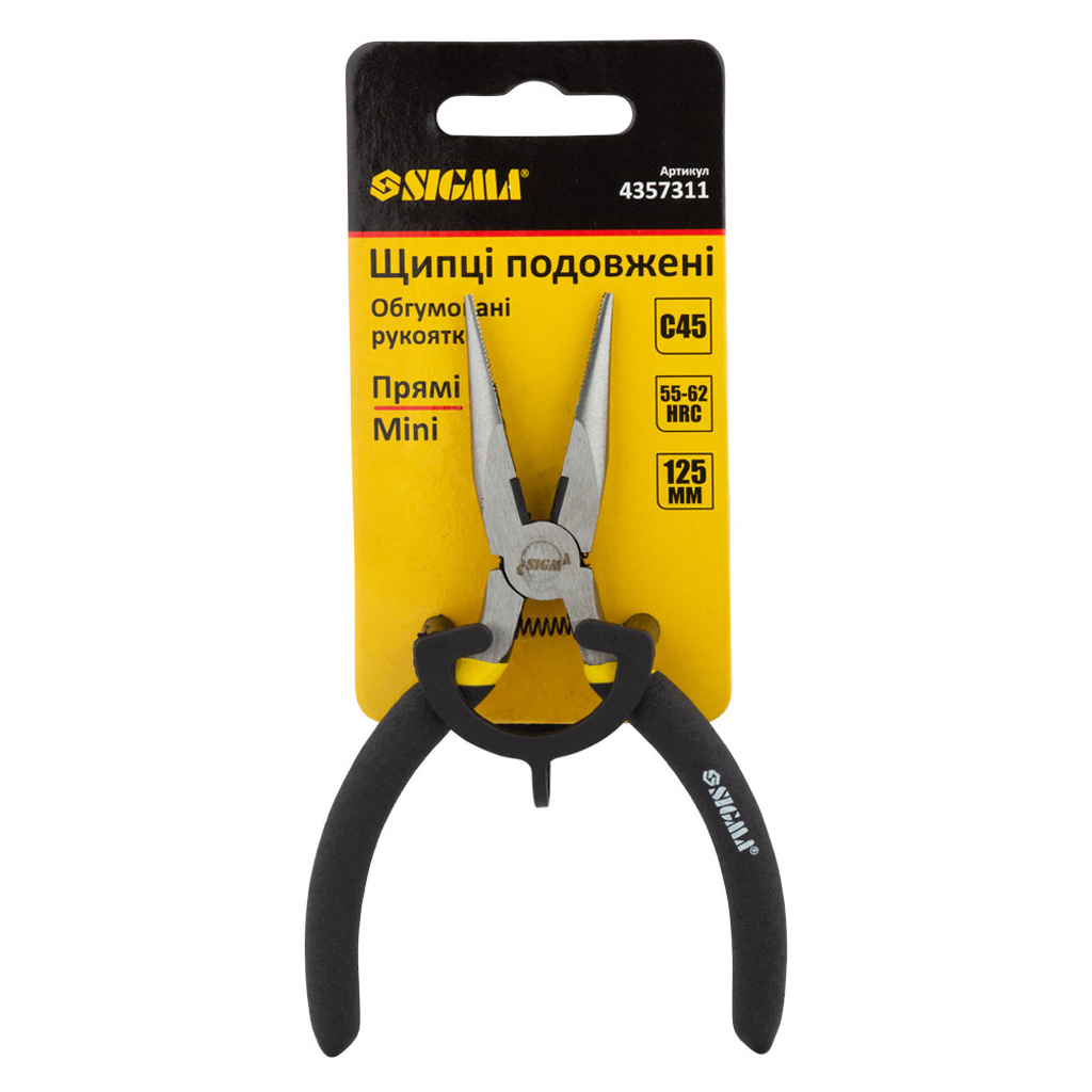 Плоскогубці Sigma довгогубці прямі 125мм гумові рукоятки Mini (4357311) - picture 3