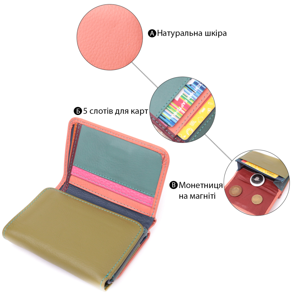 Гаманець ST Leather З натуральної шкіри Різнобарвний (22494) - зображення 4
