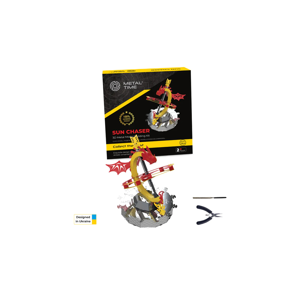 Конструктор Metal Time Колекцiйна модель Sun Chaser Dragon Stand Clock Сонячний годинник (MT025) - зображення 1