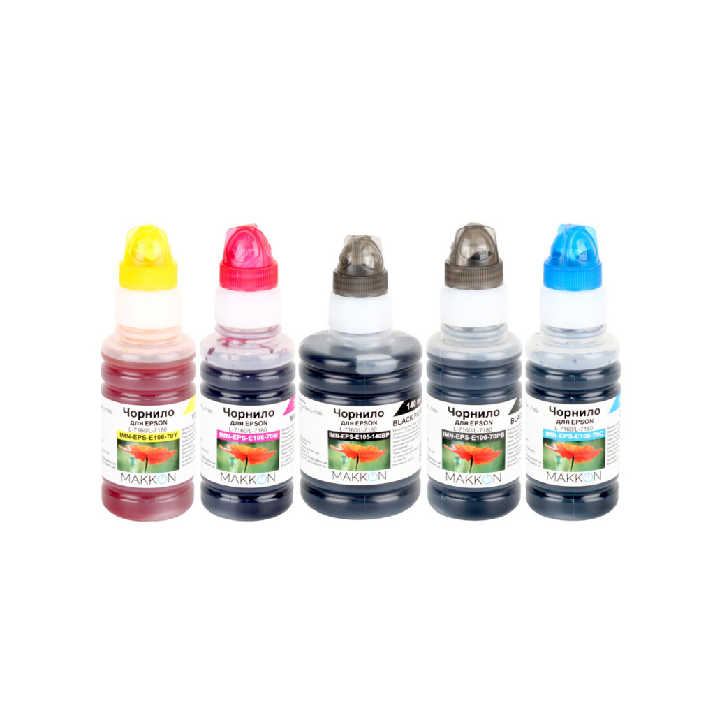 Чорнило Makkon Epson EcoTank L-7160/L-7180 (1*140 мл, 4*70мл) (KIT-EPS-E105) - зображення 1