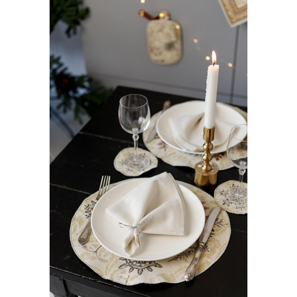 Серветка на стіл Прованс гобеленова Золоте свято D 35см (036313) - зображення 5