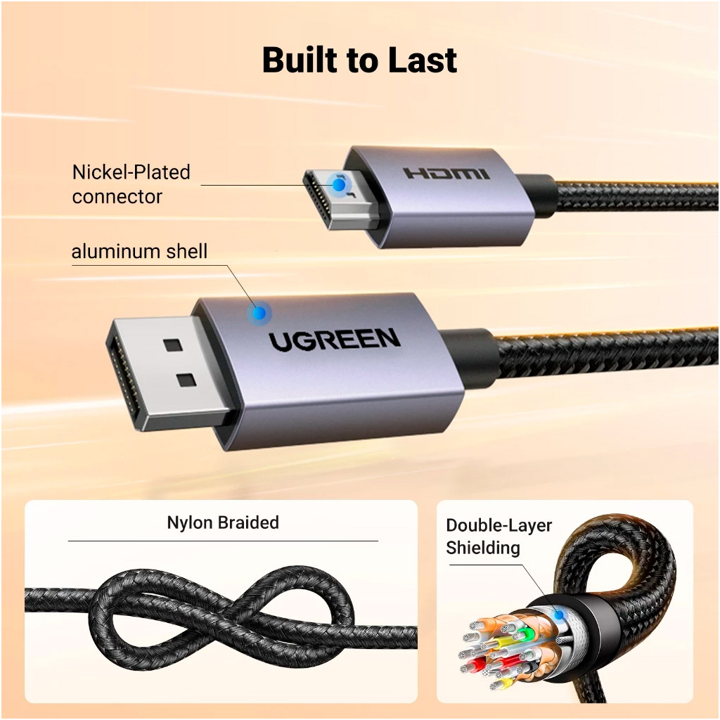 Кабель мультимедійний DisplayPort M to HDMI M 3.0m V2.0 4K30Hz DP125 black UGREEN (35843) - зображення 9