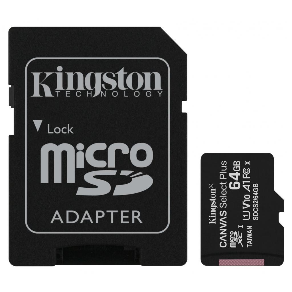 Карта пам'яті Kingston 64GB micSDXC class 10 A1 Canvas Select Plus (SDCS2/64GB) - зображення 1