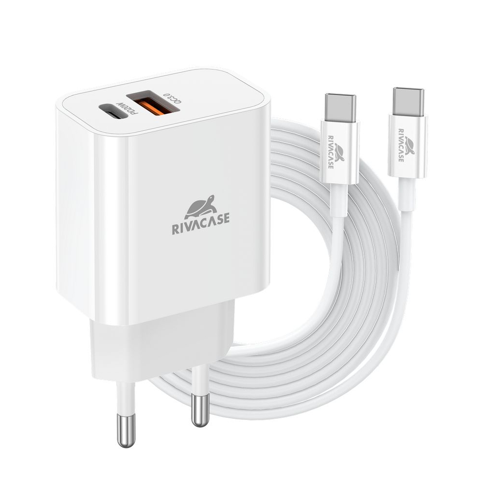 Зарядний пристрій RivaCase 2хUSB-А + Type-C PD 20W+QC3.0 кабель Type-C white (PS4102 WD4 (White)) - зображення 1