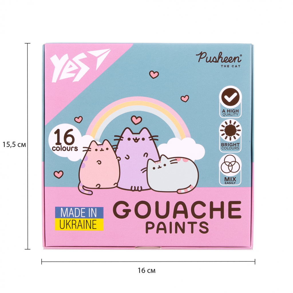 Гуашеві фарби Yes Pusheen 16 кольорів по 20 мл (230403) - picture 6