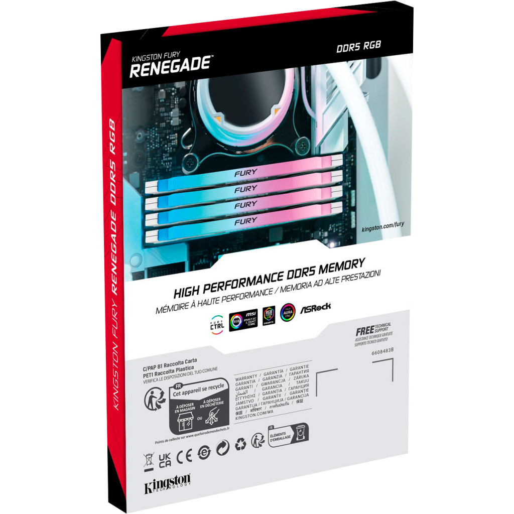 Модуль пам'яті для комп'ютера DDR5 16GB 6000 MHz Renegade RGB White XMP Kingston Fury (ex.HyperX) (KF560C32RWA-16) - зображення 5