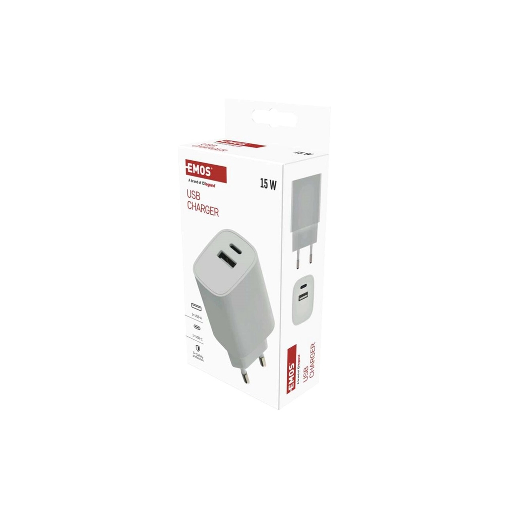 Зарядний пристрій EMOS V02B15 1xUSB-A + 1xUSB-C 15W GaN (V02B15) - изображение 10