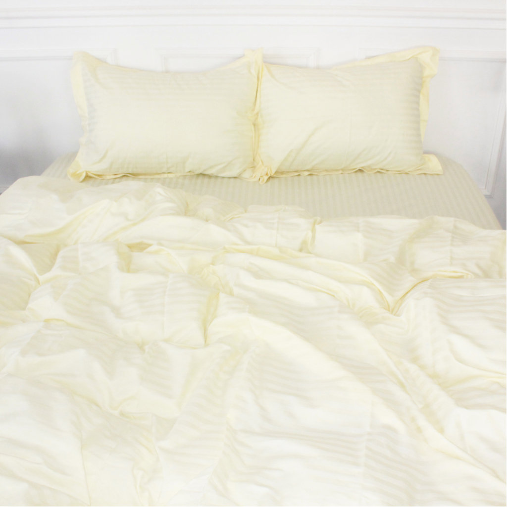 Постільна білизна MirSon Satin Stripe 30-0002 Soft Yellow 175х210 Двоспальна (2200005247778) - зображення 1