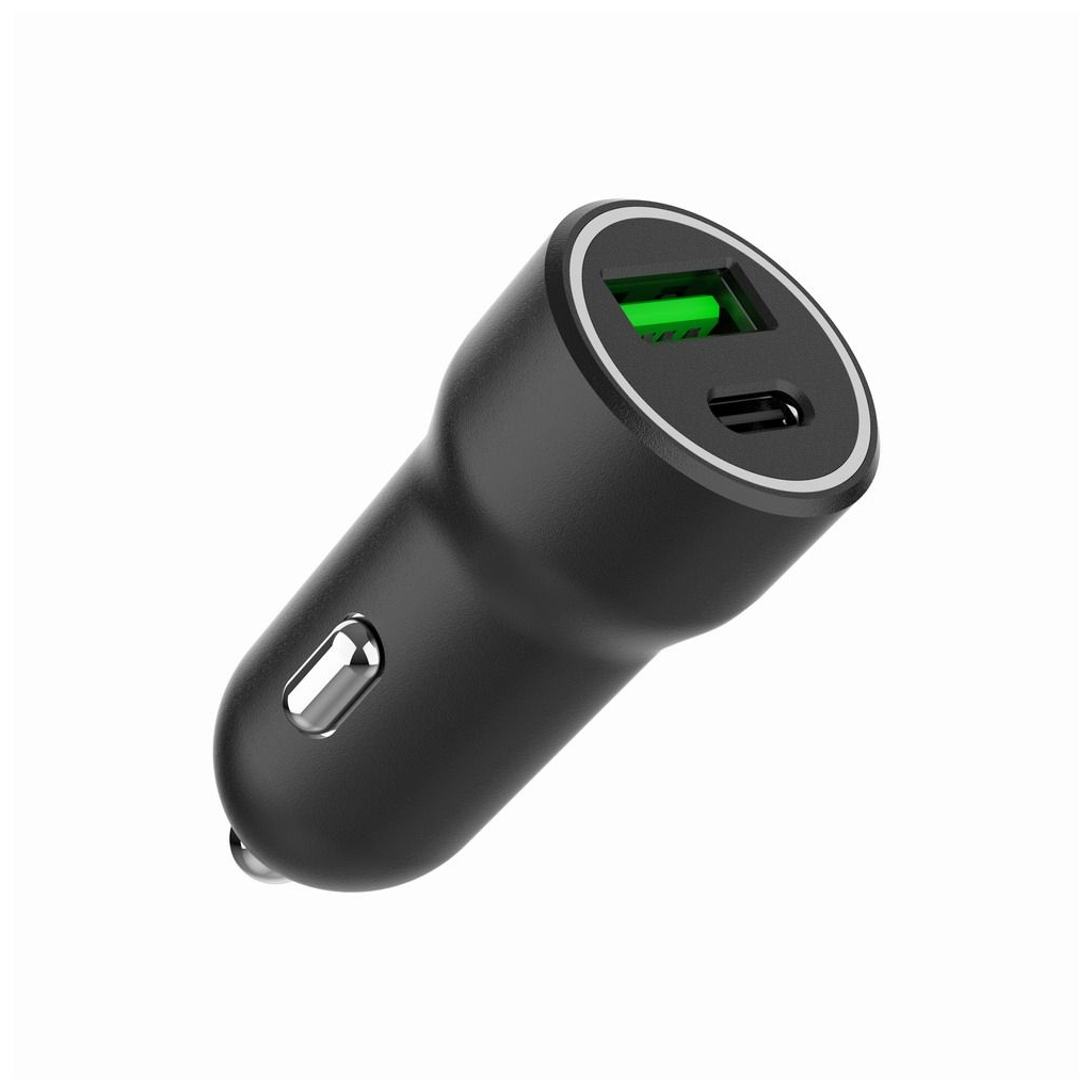 Зарядний пристрій Gembird 1xUSB-A (18W QC3.0) + 1xUSB-C (20W PD) black (TA-UC-A2PDQC20-CAR-01) - зображення 3