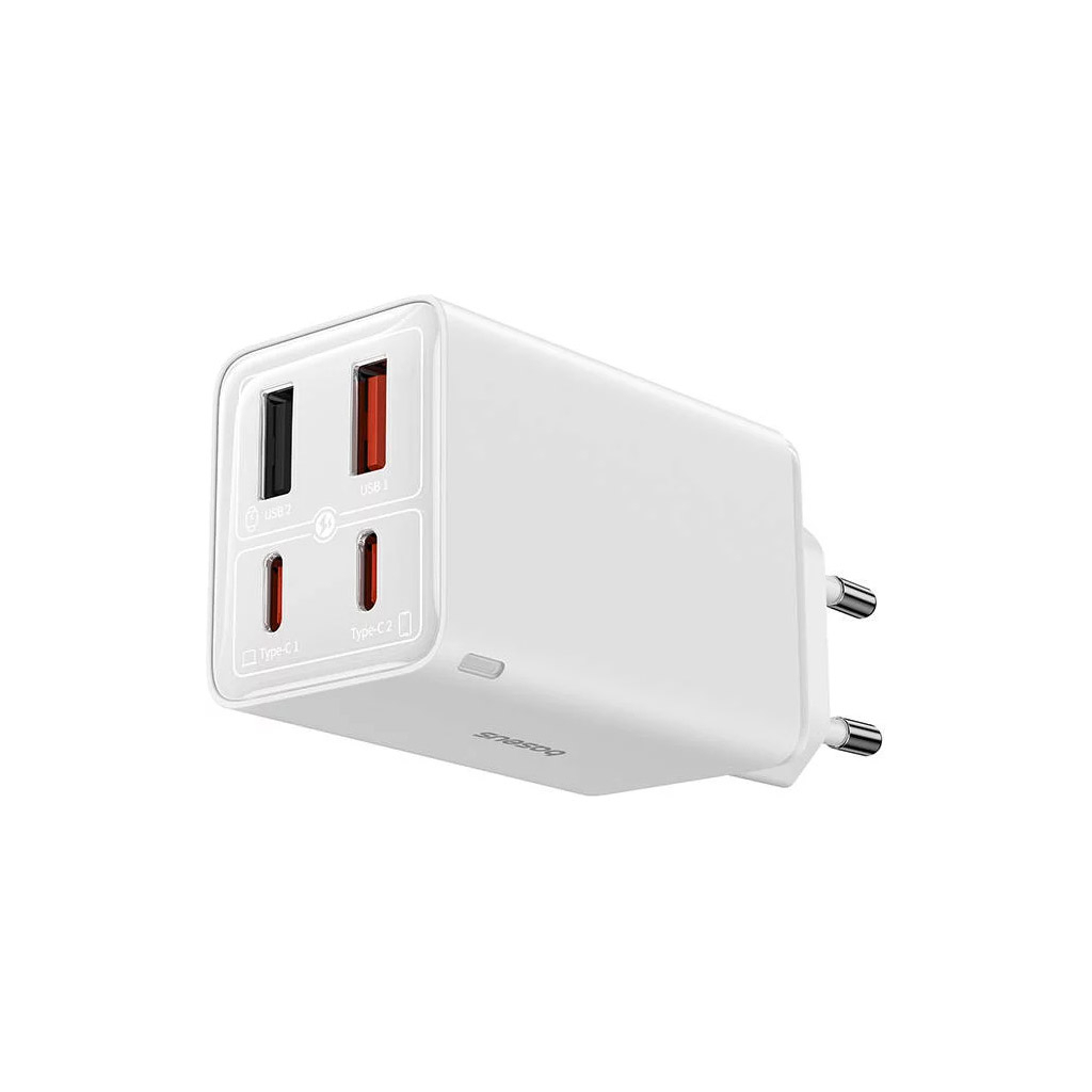 Зарядний пристрій Baseus GaN6 Pro Fast Charger 2C+2U 65W + Cable 1.0m Type-C 100W white (P10162701213-00) - зображення 2