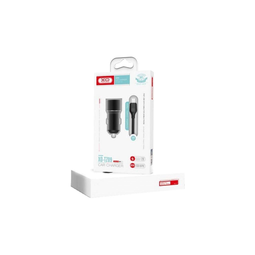 Зарядний пристрій XO TZ09 2.4A/2 USB + cable Type-C Black (XO-TZ09T-BK) - зображення 5