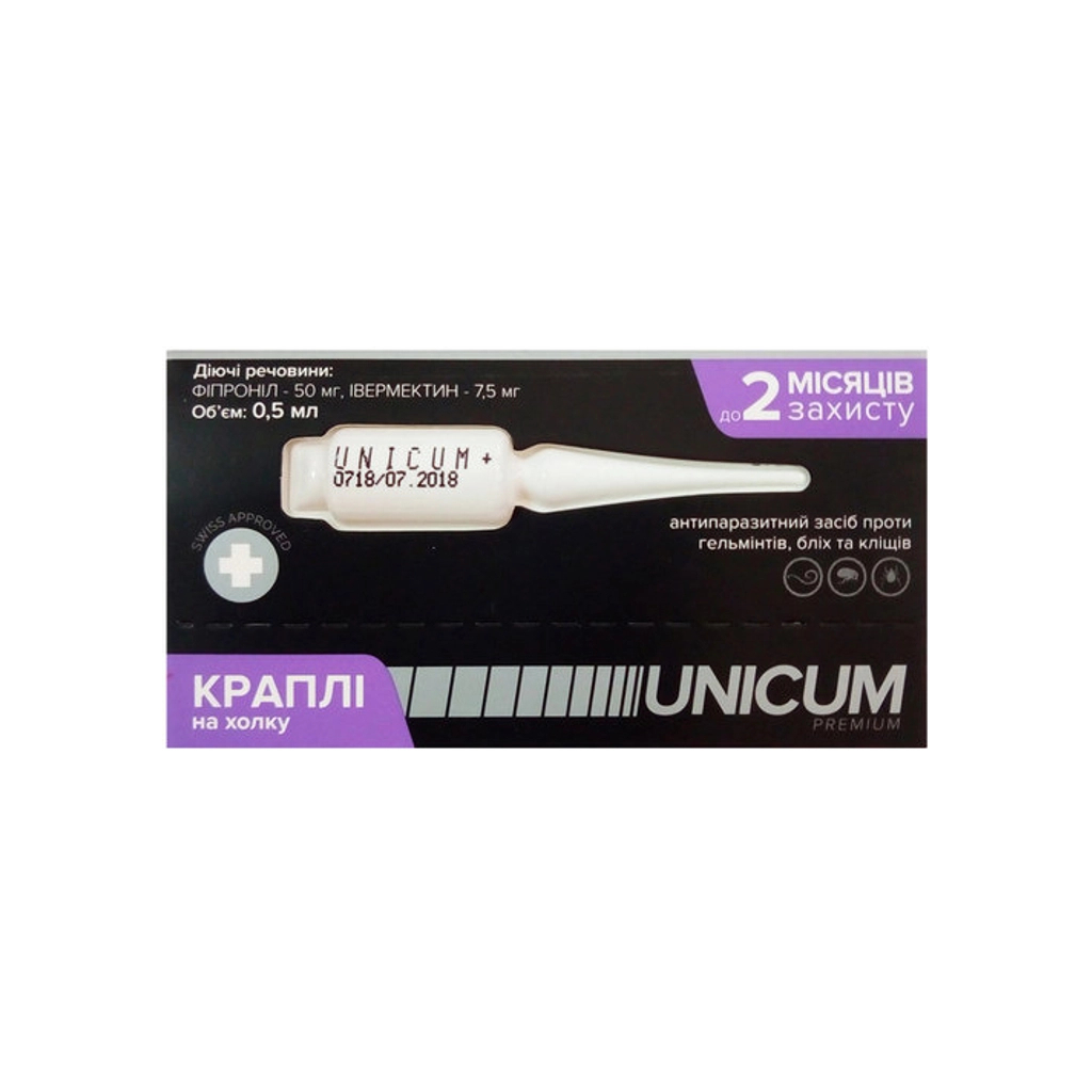 Краплі для тварин Unicum COMPLEX проти бліх, кліщів і гельмінтів на холку для кішок 4-8 кг/4 шт (4820150202491) - изображение 2
