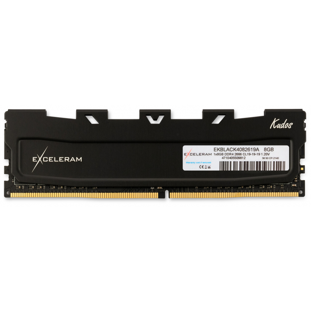 Модуль пам'яті для комп'ютера DDR4 8GB 2666 MHz Black Kudos eXceleram (EKBLACK4082619A) - зображення 1