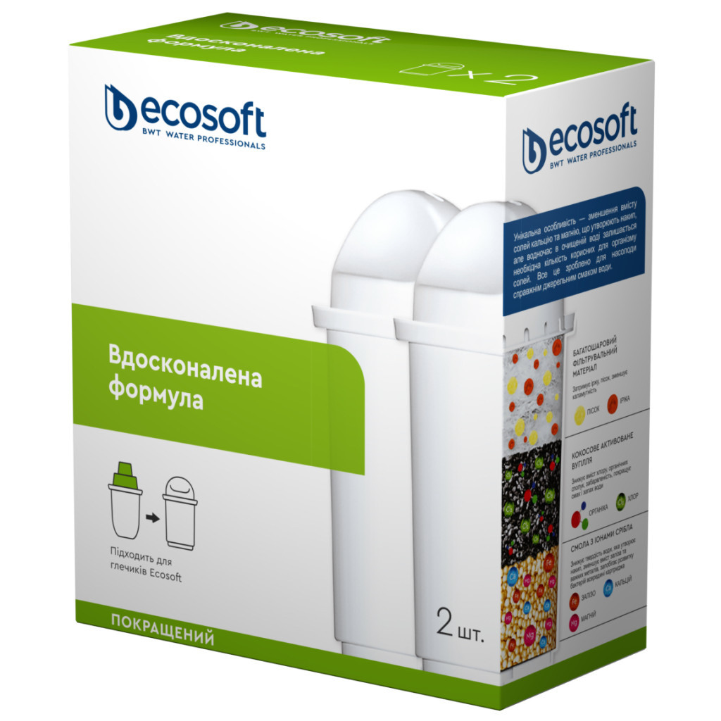 Картридж для фільтра глечика Ecosoft К-т Картриджів для глечиків покращений (2 шт) (4820056800692) - зображення 1