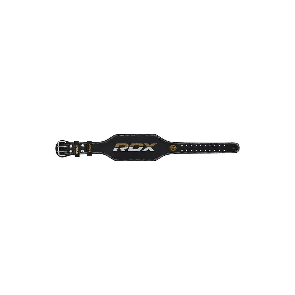 Атлетичний пояс RDX 4 шкіряний Black Gold L (WBS-4RB-L) - зображення 2