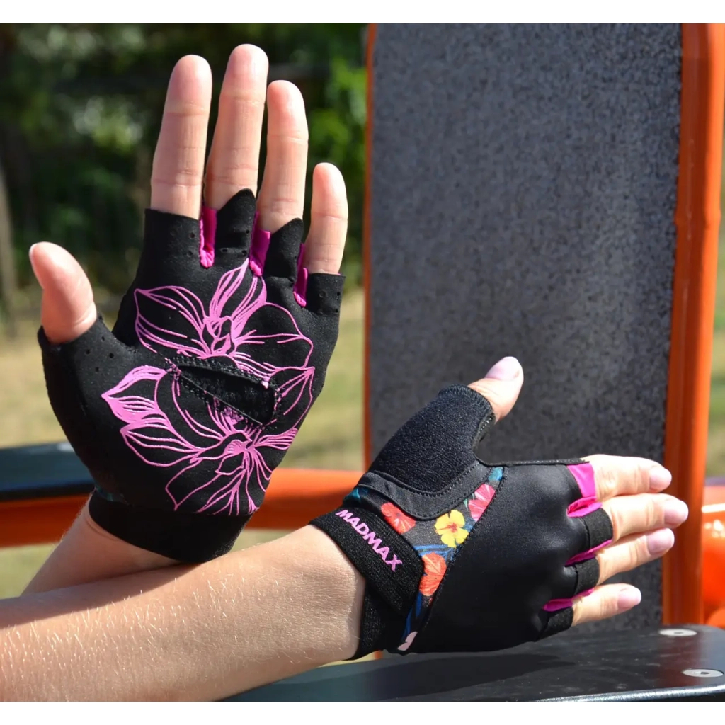 Рукавички для фітнесу MadMax MFG-770 Flower Power Gloves Black/Pink S (MFG-770_S) - зображення 7