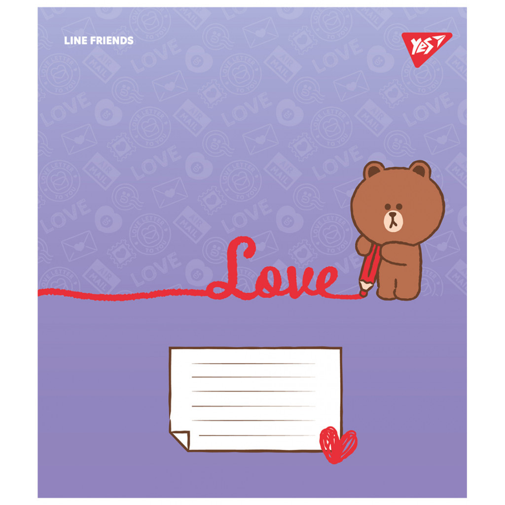 Зошит Yes Line Friends. Love letter 12 аркушів коса лінія (766934) - зображення 2
