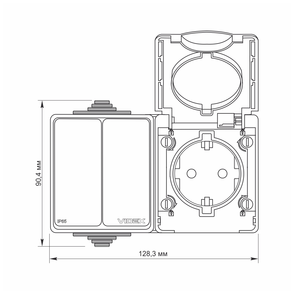 Вимикач Videx BINERA IP65 зовнішня 1ая із заземленням (BINERA IP65 наружная 1ая с заземлением) - изображение 4