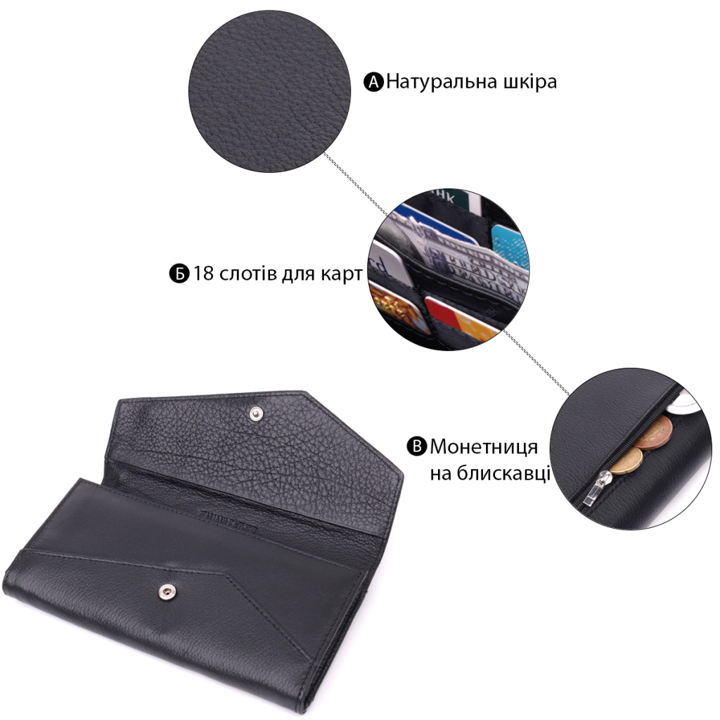 Гаманець ST Leather Шкіряний Чорний (22546) - зображення 4