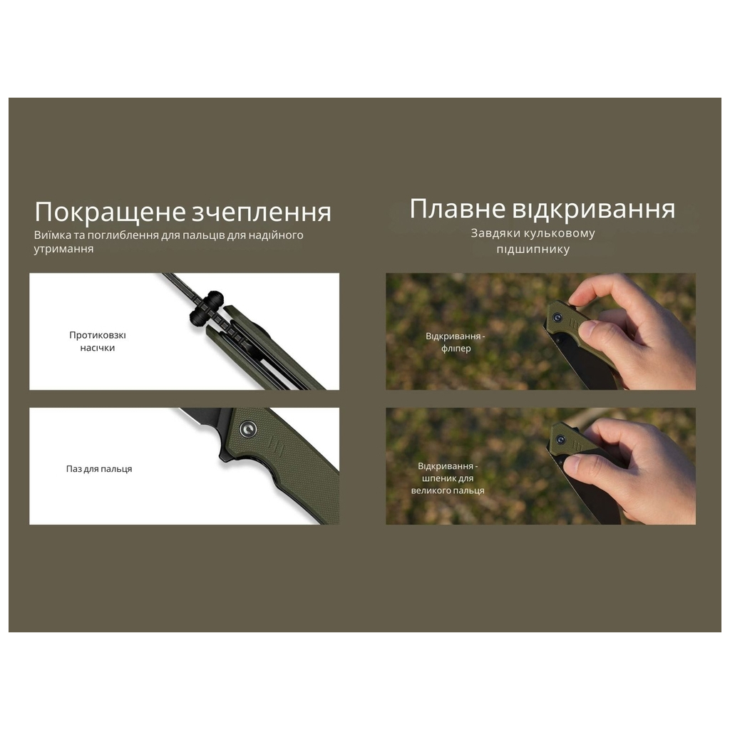 Ніж Civivi Merit, Green G10, Darkwash (C24012-2) - зображення 11