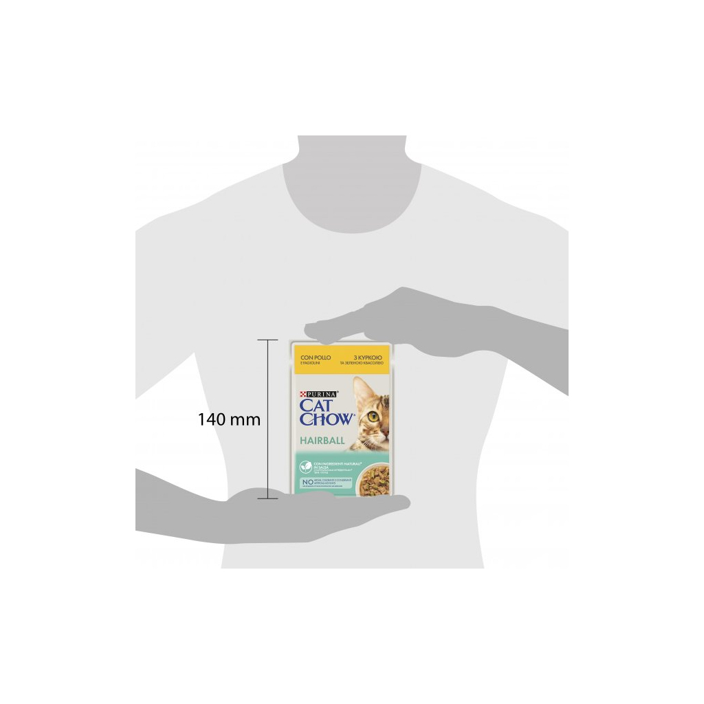 Вологий корм для кішок Purina Cat Chow Hairball з куркою та зеленою квасолею в желе 85г (7613037031393) - зображення 3