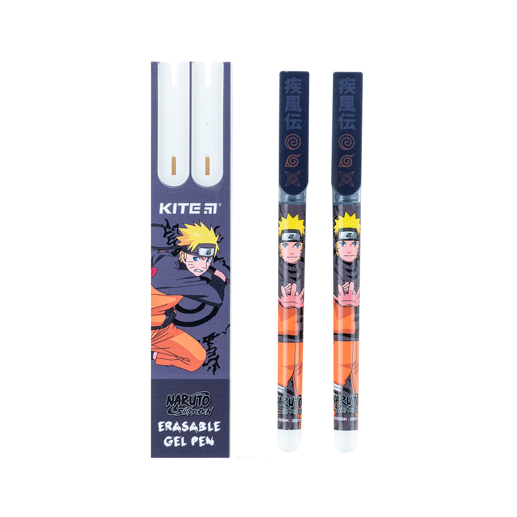 Ручка гелева Kite пиши-стирай Naruto синя, 2 шт у пеналі (NR24-069) - зображення 2