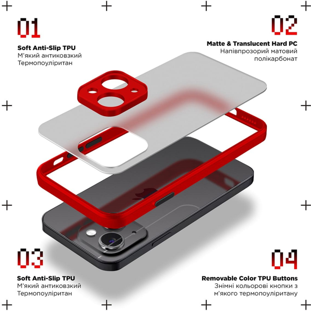 Чохол до мобільного телефона Armorstandart Frosted Matte Xiaomi Redmi 12 4G Red (ARM68553) - зображення 2