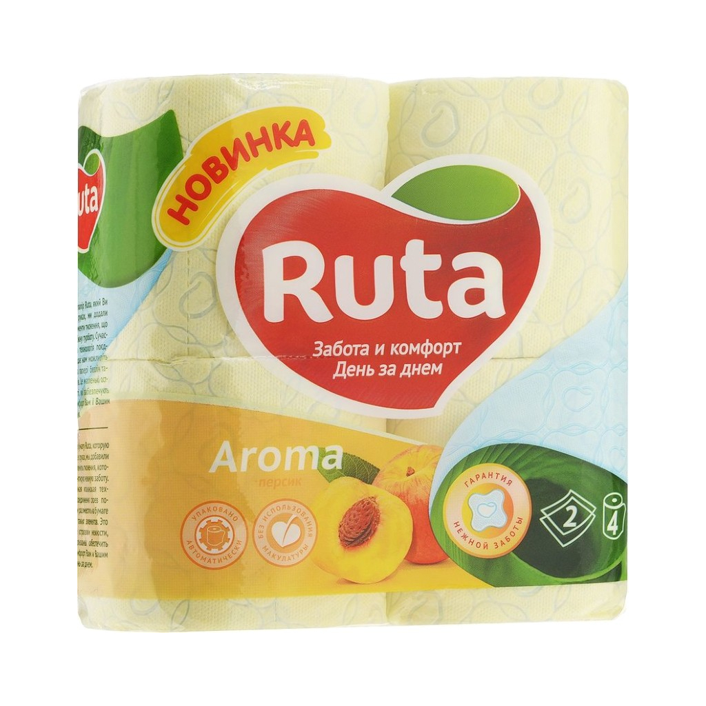 Туалетний папір Ruta Aroma ароматизований Жовтий 2 шари 4 рулони (4820023740365) - зображення 1