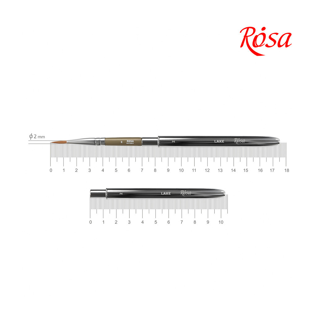 Пензлик для малювання Rosa Мікс соболь/синтетика круглий, TRAVEL BRUSH, LAKE 178, № 8 (4823098516767) - зображення 1