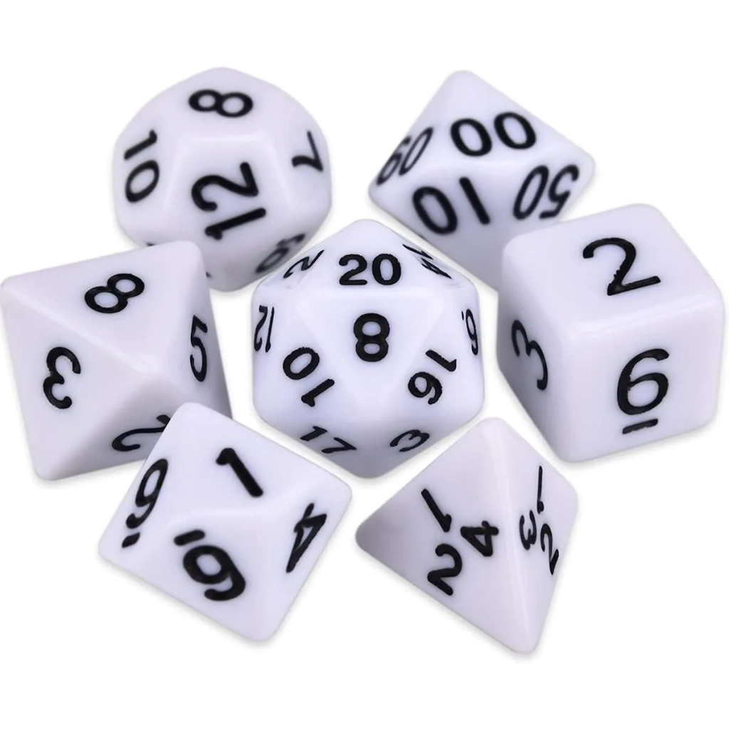 Набір кубиків для настільних ігор Games 7 Days Opaque 7 Dice Set - White (g7dopaq07) - зображення 1