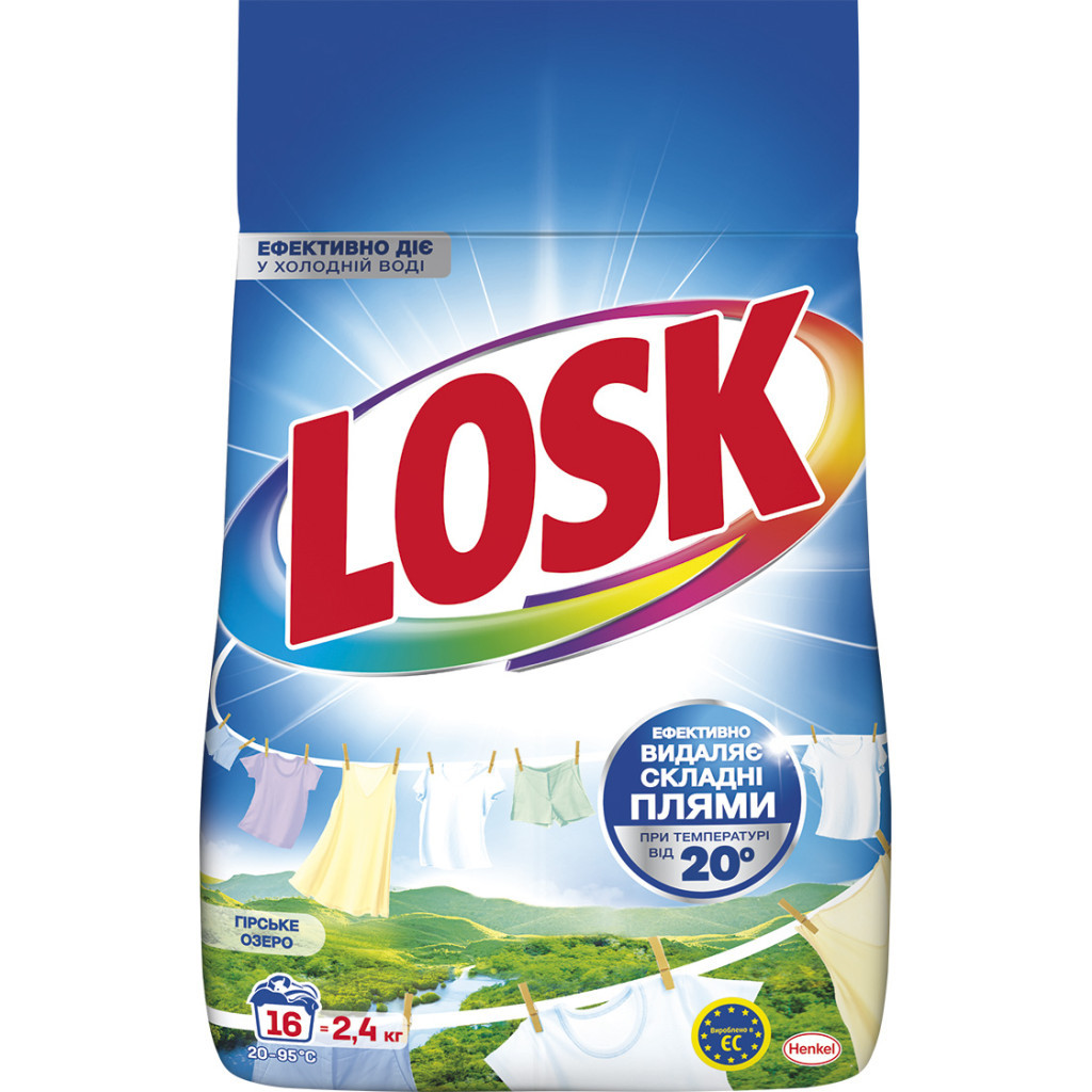 Пральний порошок Losk Автомат для білих та світлих речей Гірське озеро 2.4 кг (9000101805390) - зображення 1
