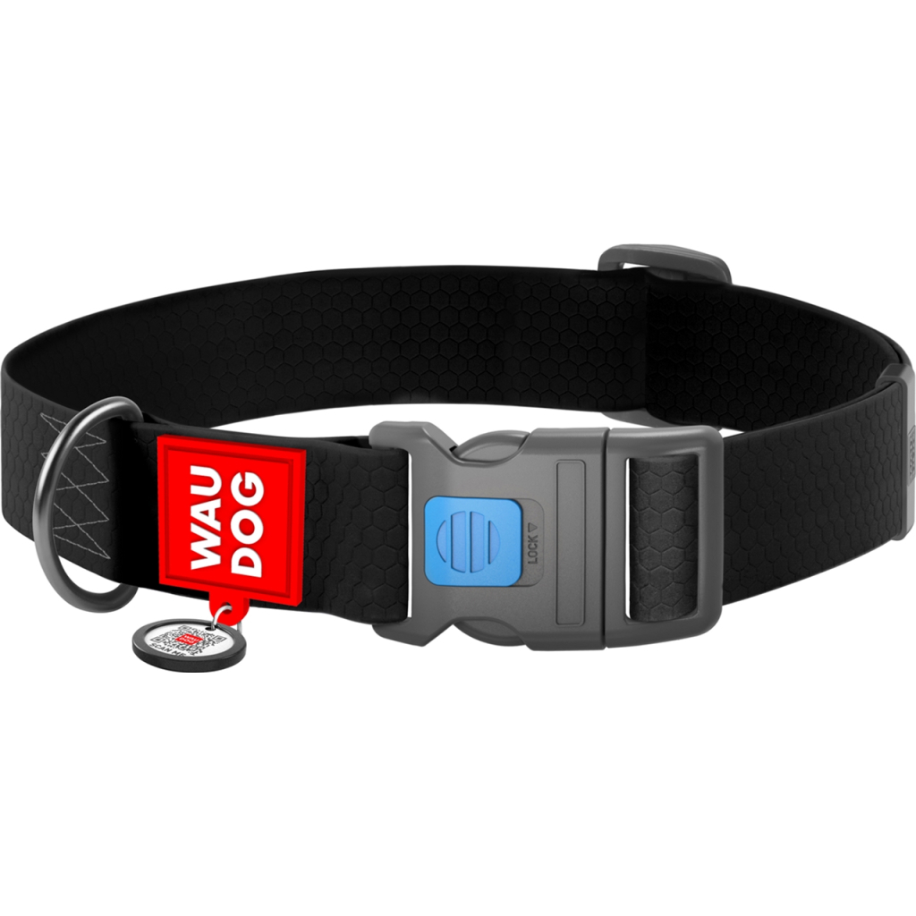Нашийник для тварин WAUDOG Waterproof з QR паспортом пластиковий фастекс XXL чорний (25111) - зображення 1