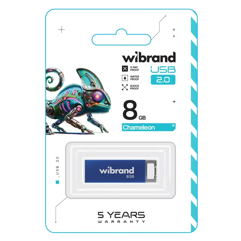 USB флеш накопичувач Wibrand 8GB Chameleon Blue USB 2.0 (WI2.0/CH8U6U) - зображення 2