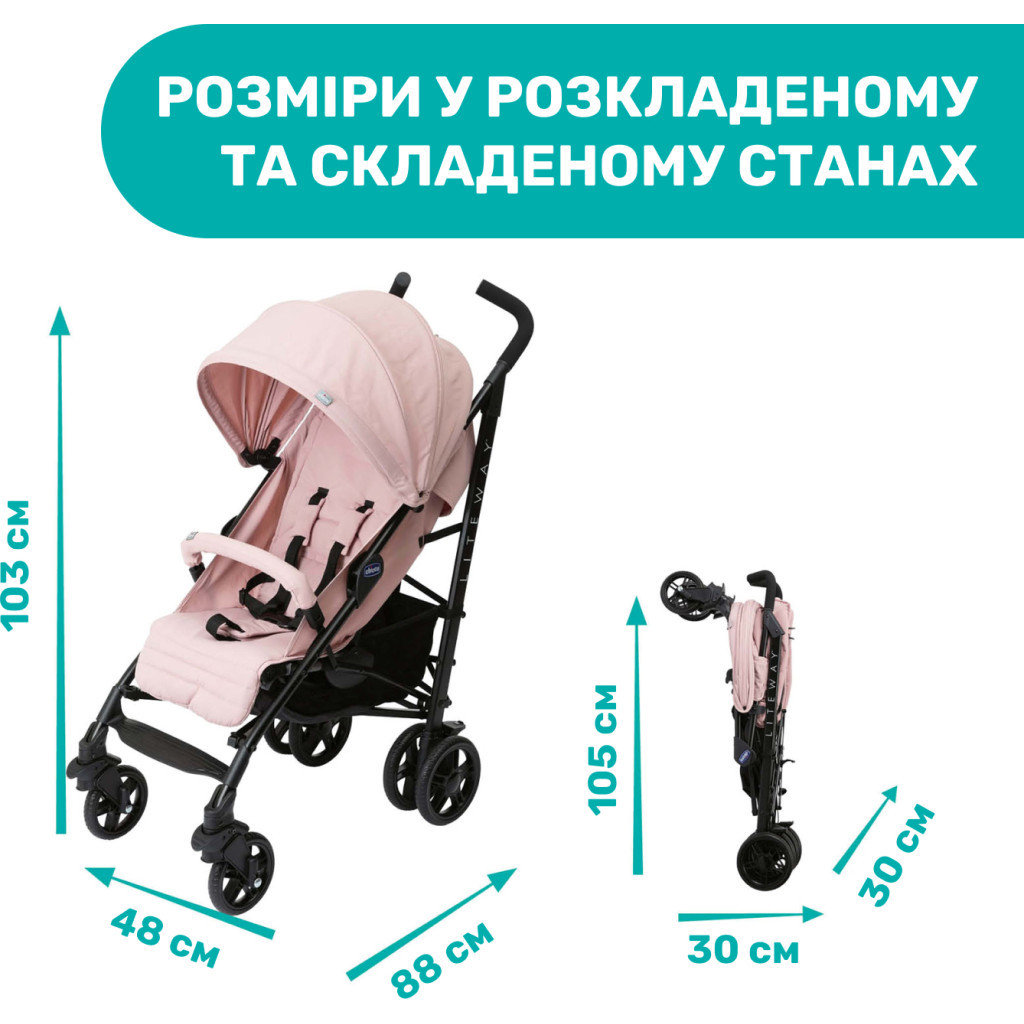 Коляска Chicco Liteway 4 Рожева (79892.20) - зображення 3