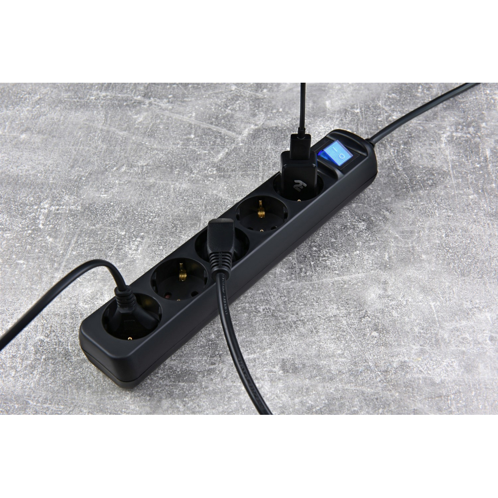 Мережевий фільтр живлення 2E 5xSchuko, 3м black (2E-U05ESM3BK) - зображення 5