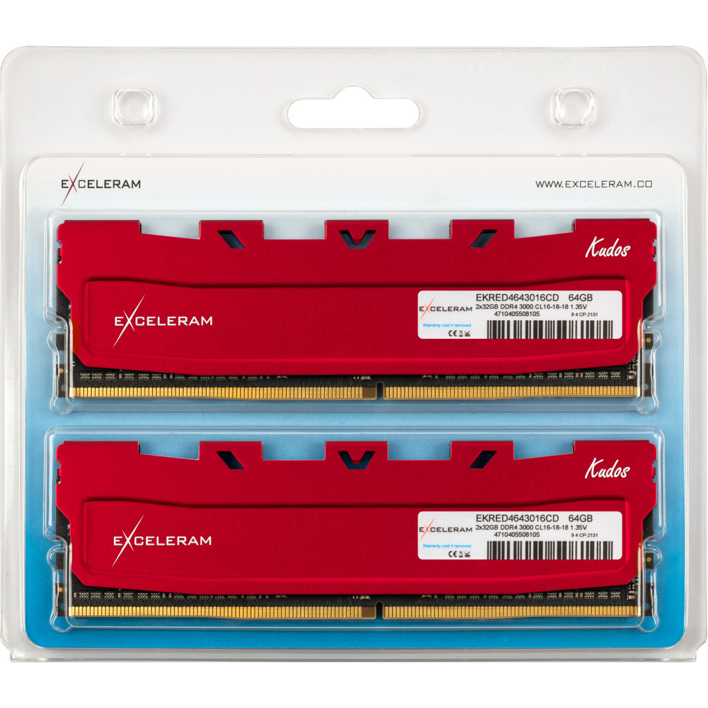Модуль пам'яті для комп'ютера DDR4 64GB (2x32GB) 3000 MHz Red Kudos eXceleram (EKRED4643016CD) - зображення 2