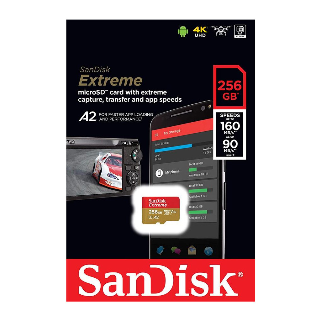 Карта пам'яті SanDisk 256GB microSD class 10 UHS-I U3 V30 Extreme (SDSQXA1-256G-GN6MN) - зображення 3