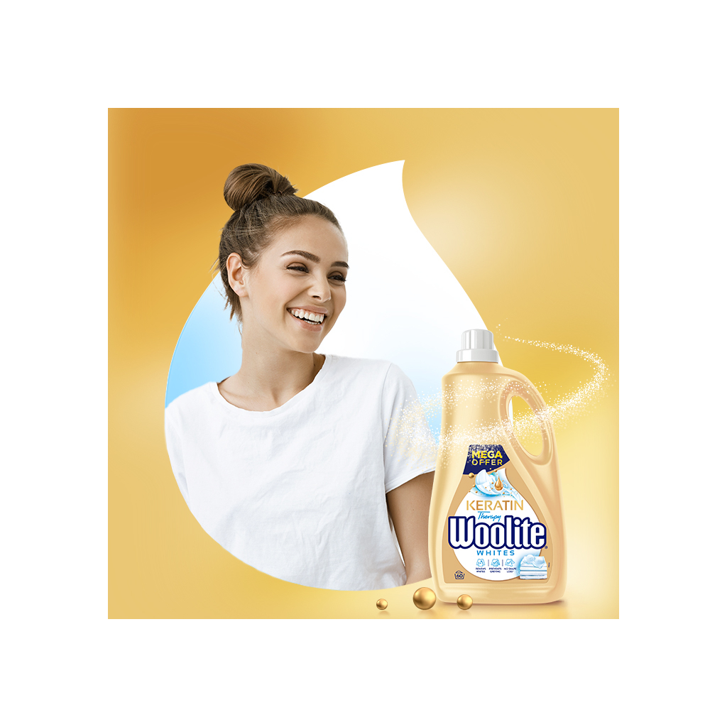 Гель для прання Woolite Для світлих та білих тканин З кератином 3.6 л (5900627090550) - зображення 2