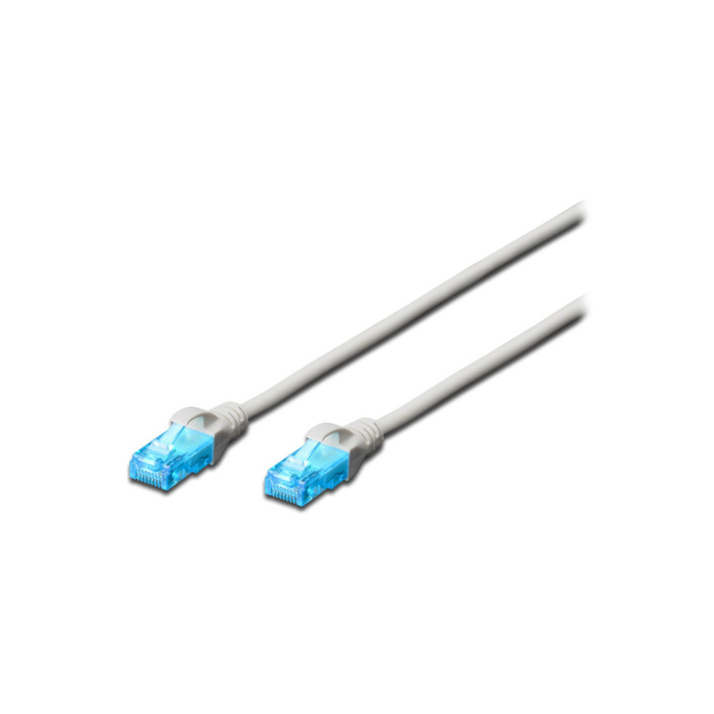 Патч-корд Digitus 3м, UTP, cat.5e, AWG 26/7, CCA, PVC, grey (DK-1512-030) - зображення 1
