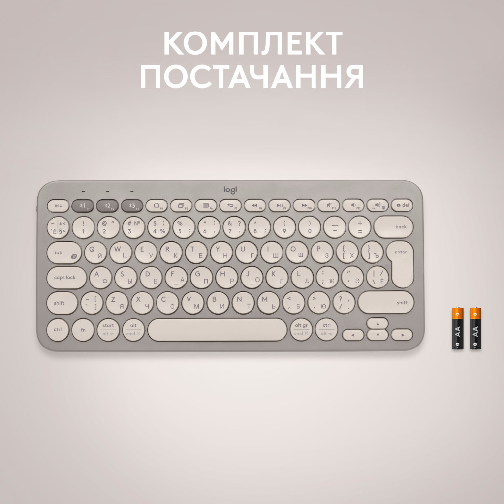 Клавіатура Logitech K380 Multi-Device Bluetooth UA Sand (920-011165) - зображення 9
